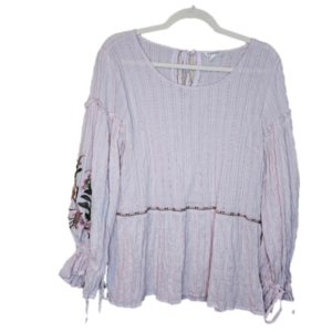 MYSTREE Boho Embroidered long sleeve top Size Large